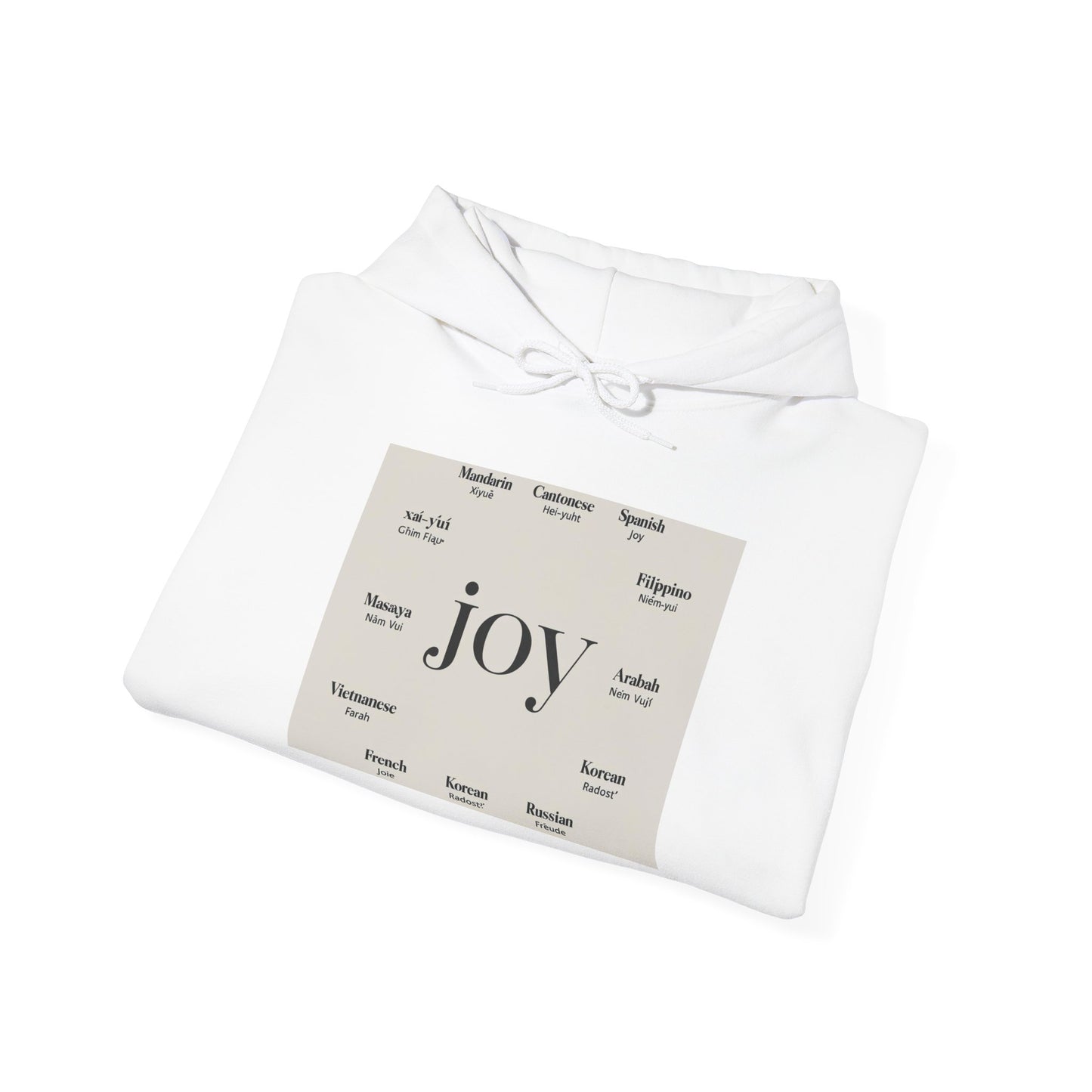 “Joy in Many Languages” Unisex Heavy Blend™ Hooded Sweatshirt