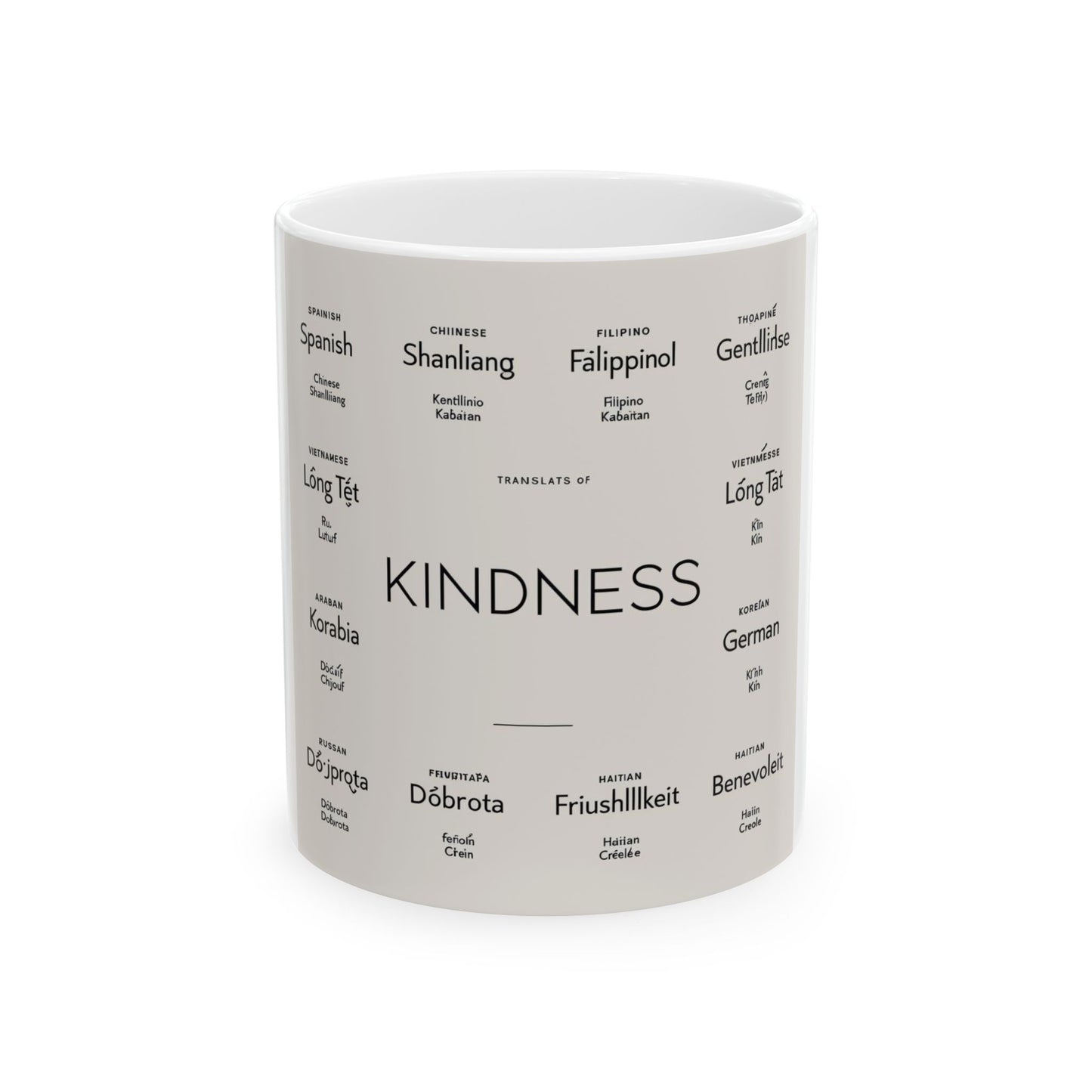 "Kindness in Many languages" Ceramic Mug, (11oz, 15oz)